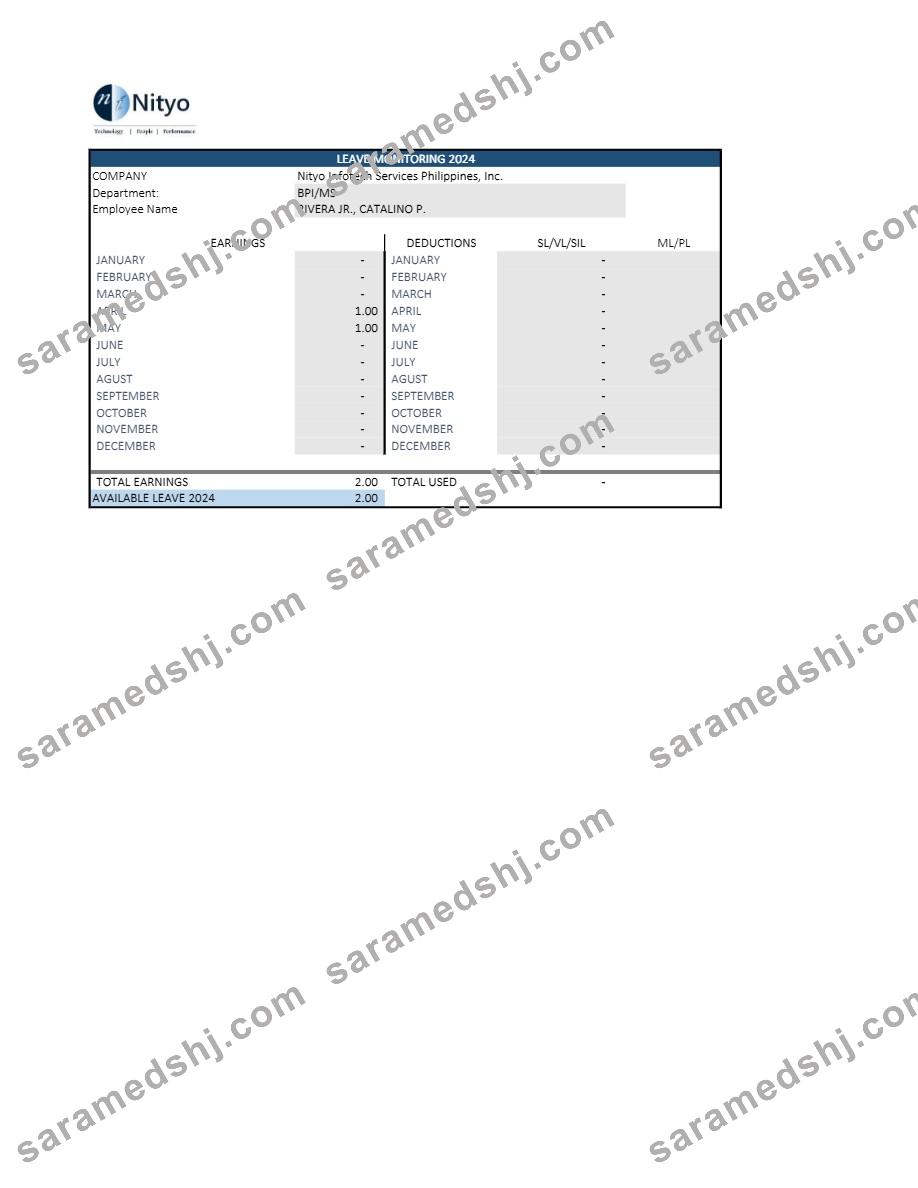 Nityo Infotech Services Philippines payslip template in Word and PDF formats.pdf, 2
